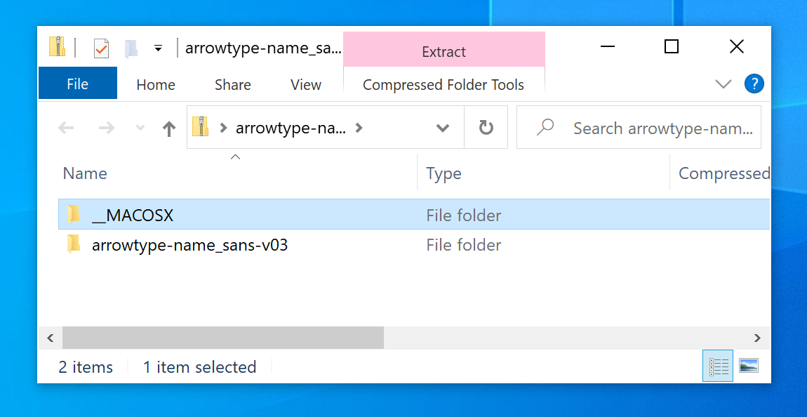 top level with empty 'MACOSX' folder