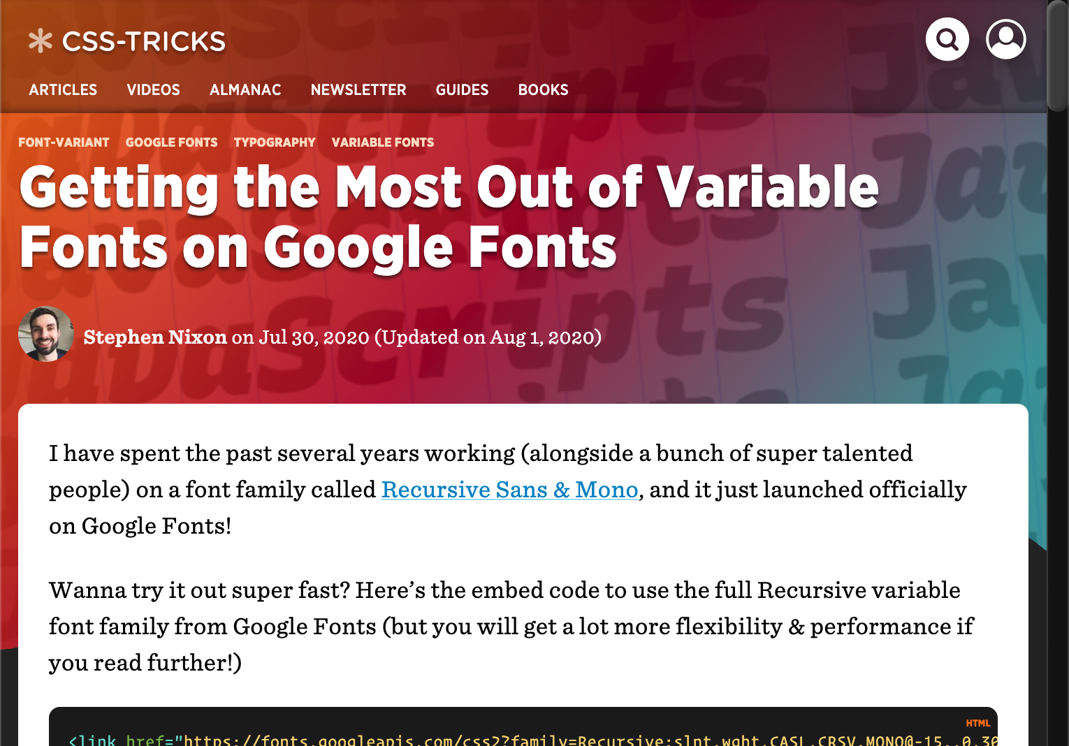 Screenshot of my article on CSS-Tricks